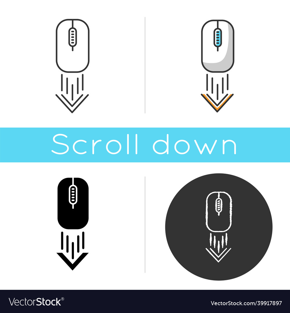 Scrolling down computer mouse icon internet page vector image Scrolling down computer mouse icon internet page