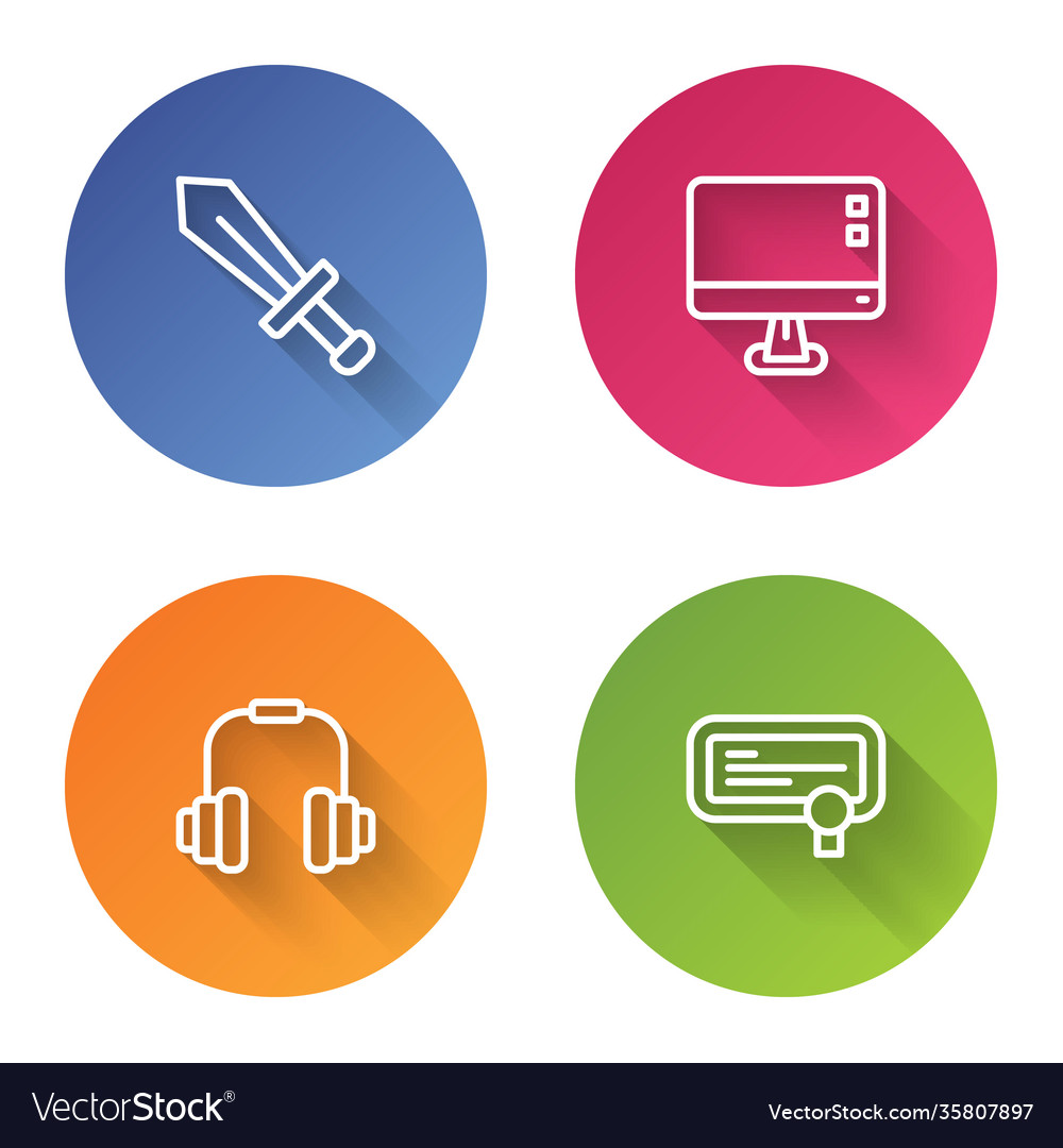 Set line sword for game computer monitor screen vector image Set line sword for game computer monitor screen