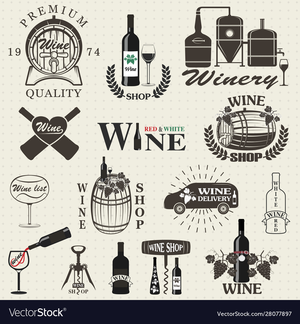 Set wine signs badges