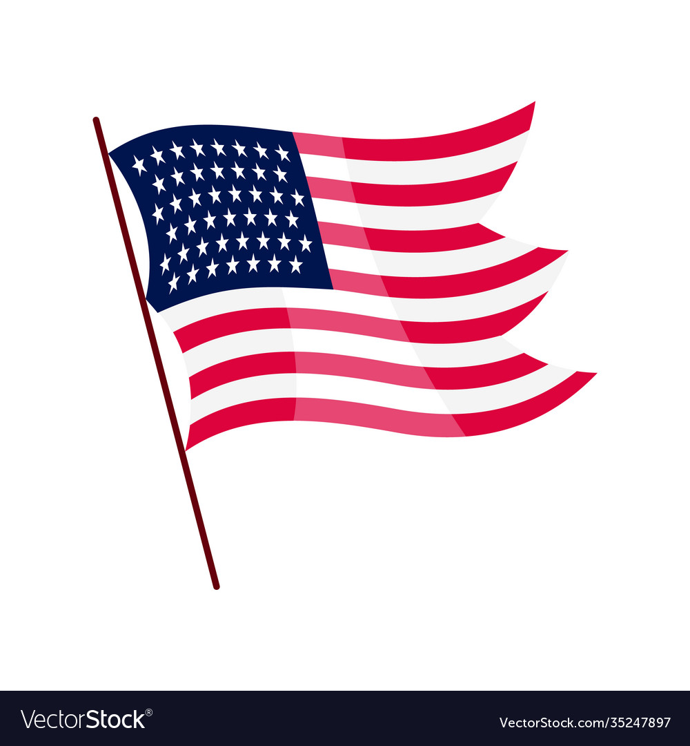 Waving flag american on white background