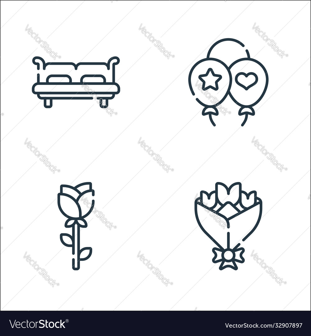 Wedding line icons linear set quality