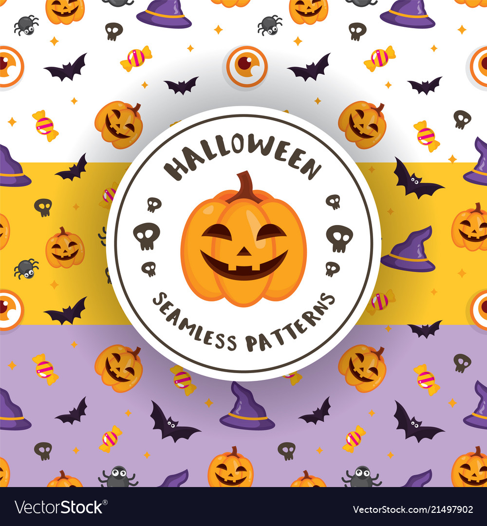 3 colors of halloween patterns vector image 3 colors of halloween patterns
