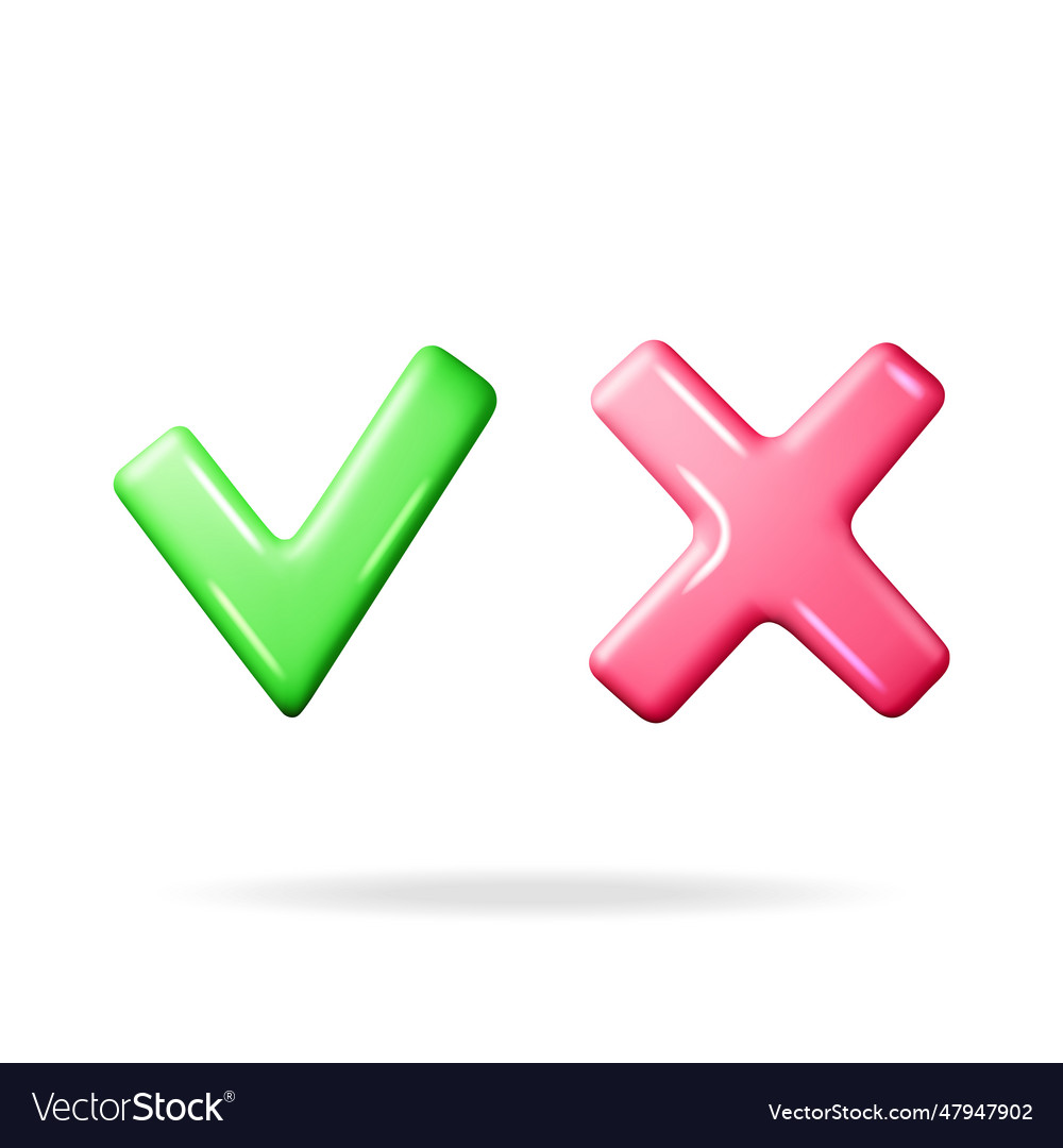 3d right and wrong button shape vector image 3d right and wrong button shape