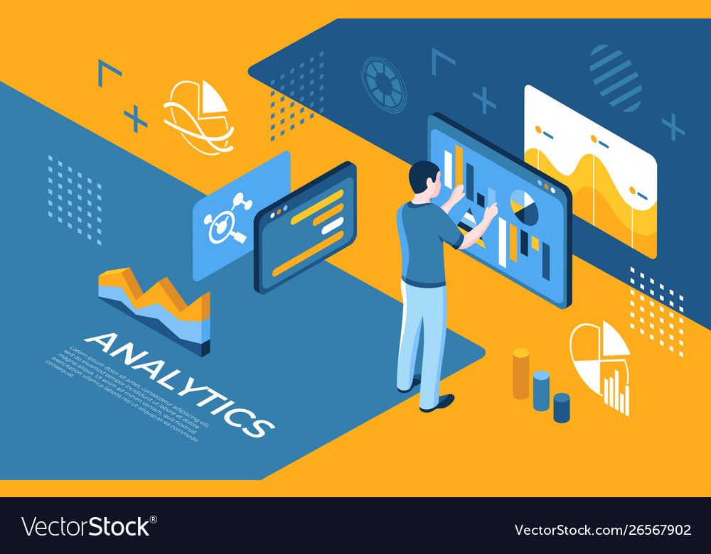 Artificial virtual reality analytics technology vector image Artificial virtual reality analytics technology