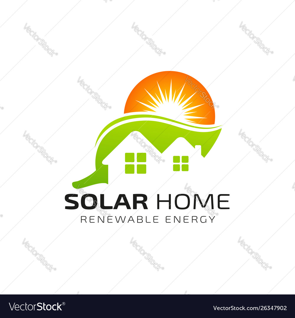 Eco house logo design sun solar energy logo Vector Image