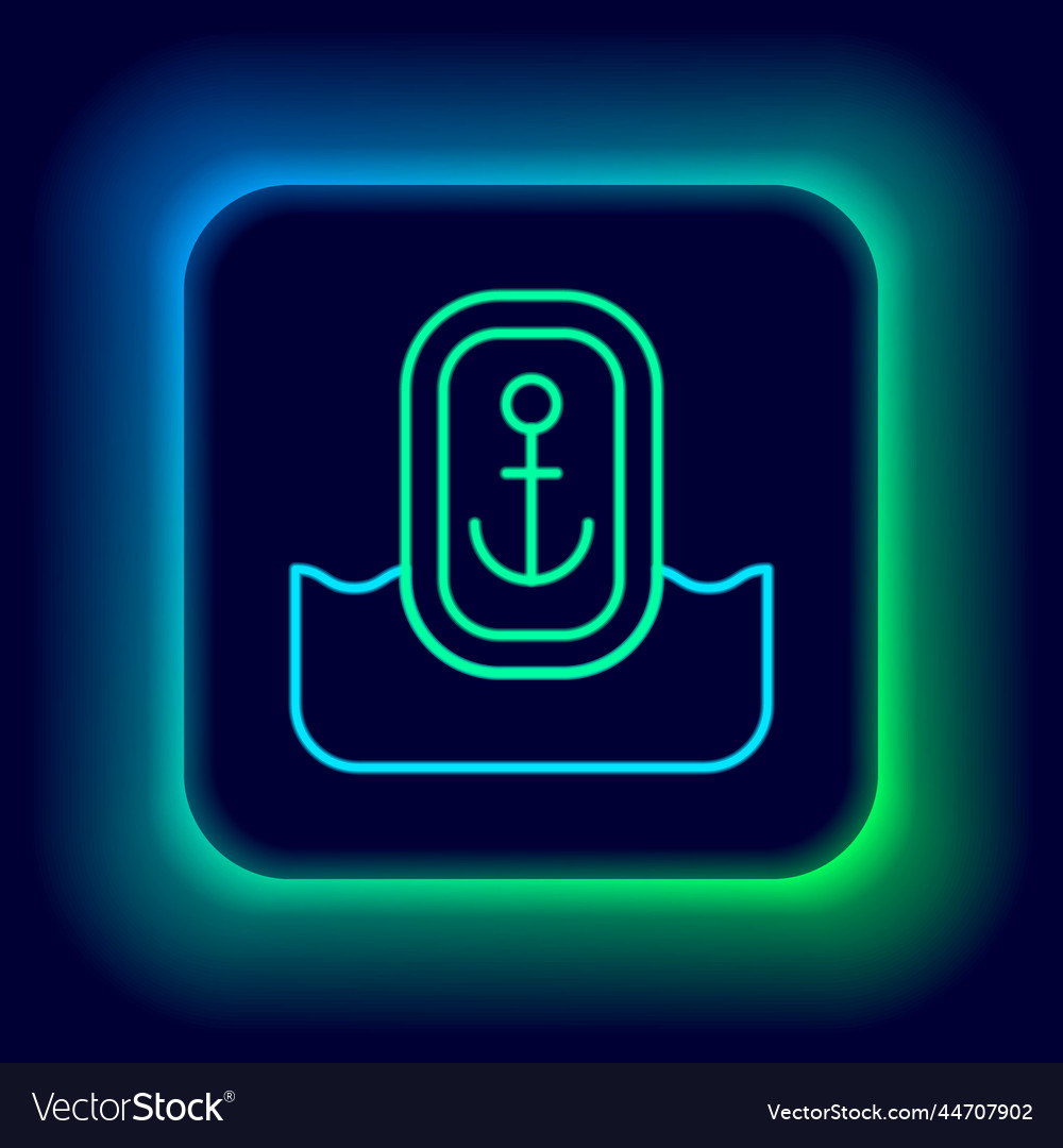 Glowing neon line map pointer with anchor icon vector image Glowing neon line map pointer with anchor icon