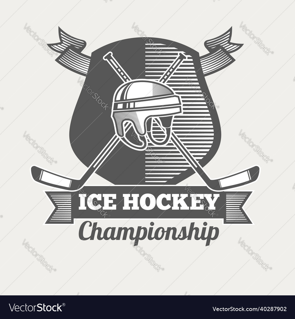 Ice hockey vintage label Royalty Free Vector Image