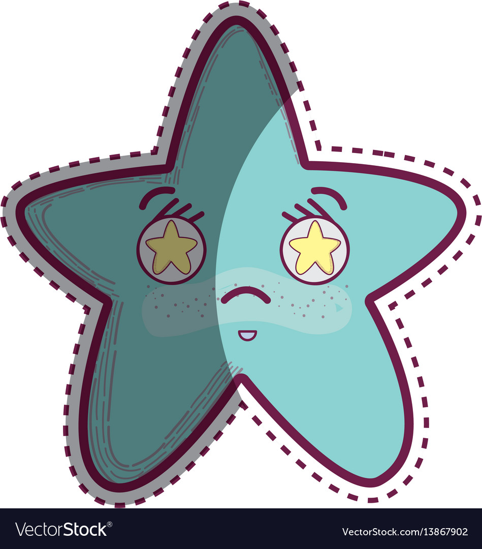 Kawaii angry star with stars inside eyes