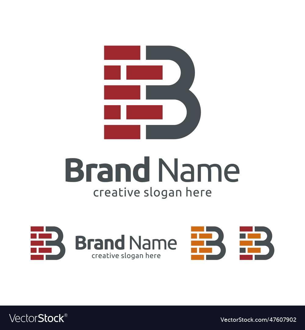 Letter b brick logo design template