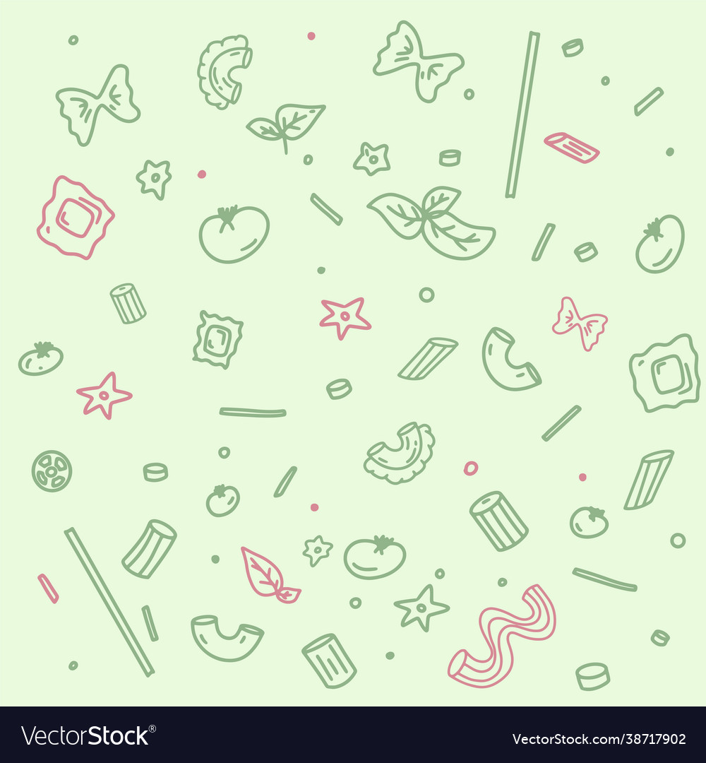 Pattern with various pasta types all elements