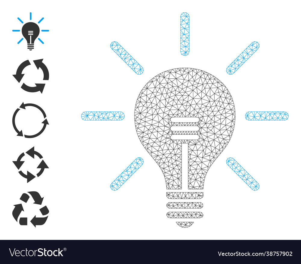 Polygonal network light bulb icon with simple