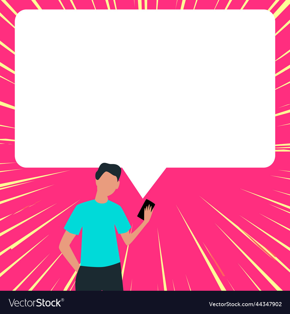 Presenter with conversation bubble showing new vector image Presenter with conversation bubble showing new