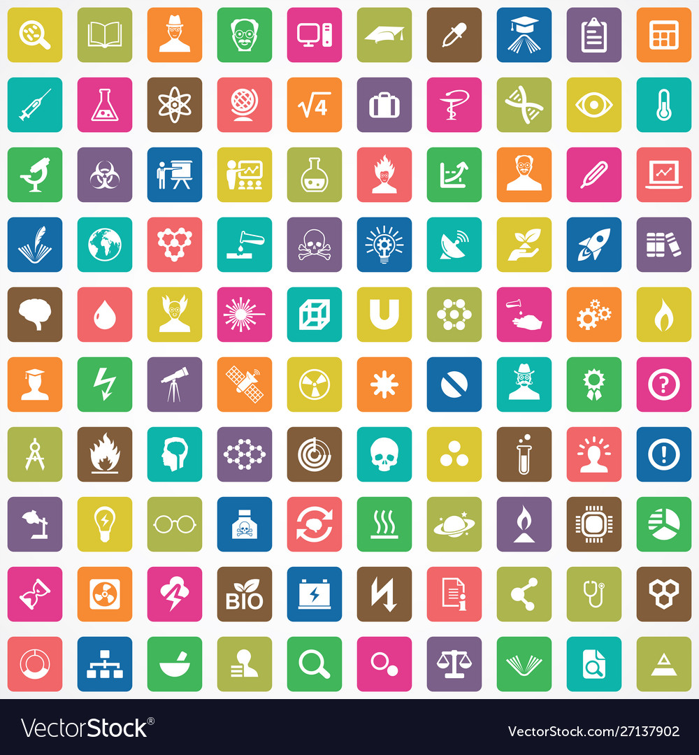 Science 100 icons universal set for web and ui