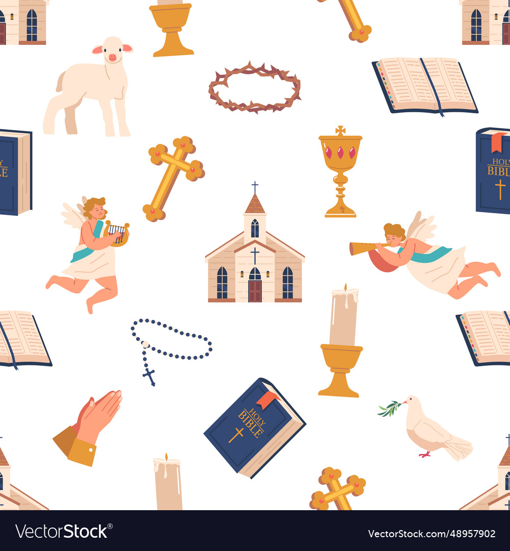 Seamless pattern with christian attributes Vector Image Seamless pattern with christian attributes