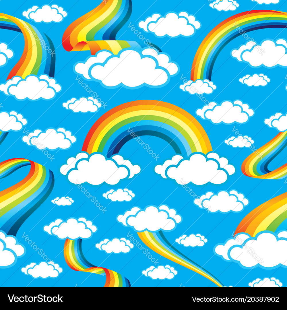 Seamless pattern with rainbows Royalty Free Vector Image
