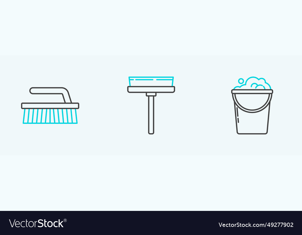 Set line bucket with foam and bubbles brush Vector Image Set line bucket with foam and bubbles brush