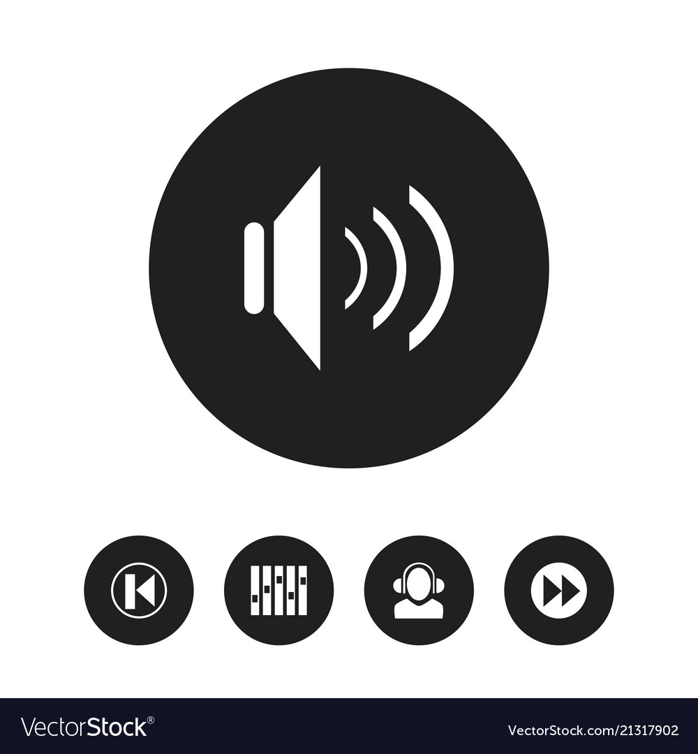 Set of 5 editable sound icons includes symbols vector image Set of 5 editable sound icons includes symbols