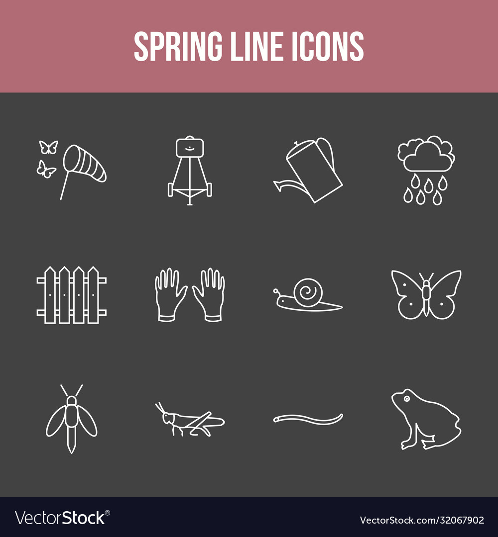 Unique spring line icon set