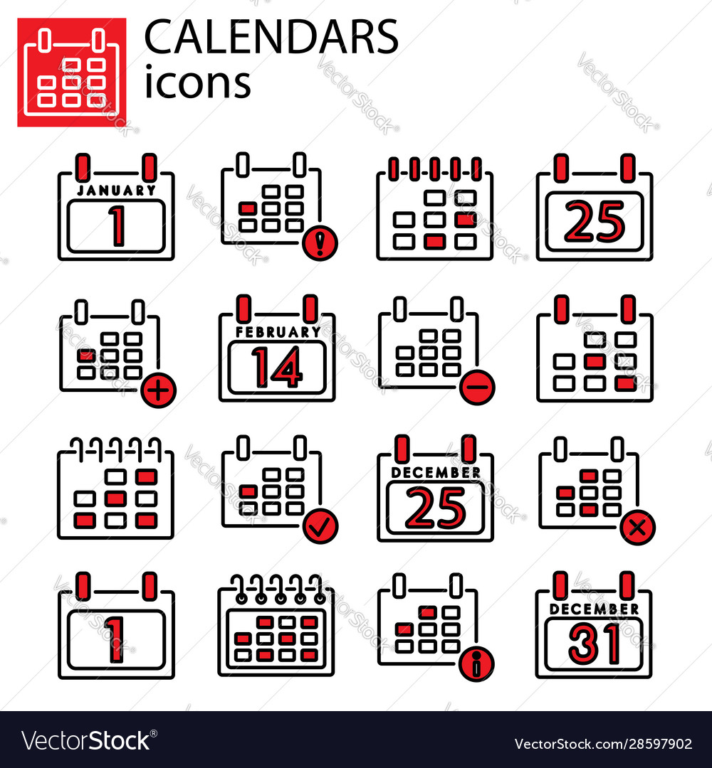 Web icons set calendars vector image Web icons set calendars