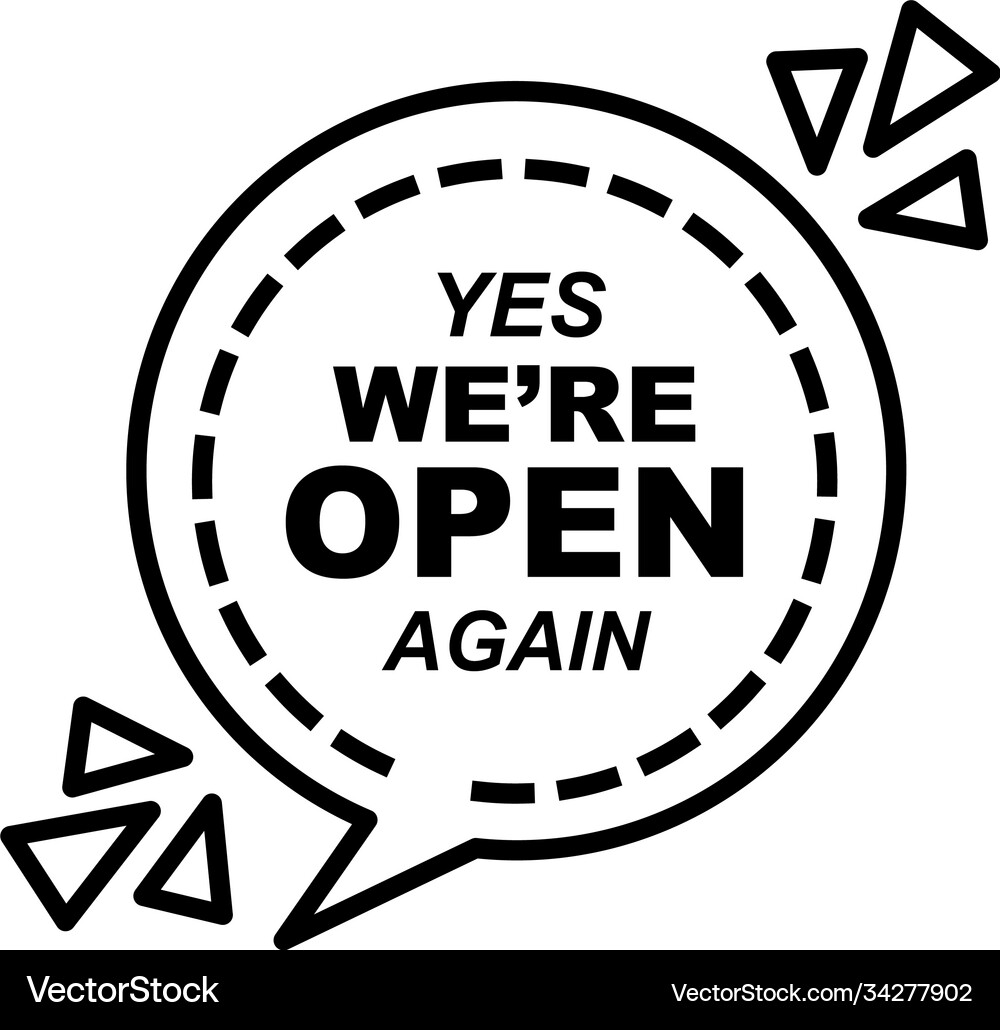 Yes we are open bubble line style icon Royalty Free Vector