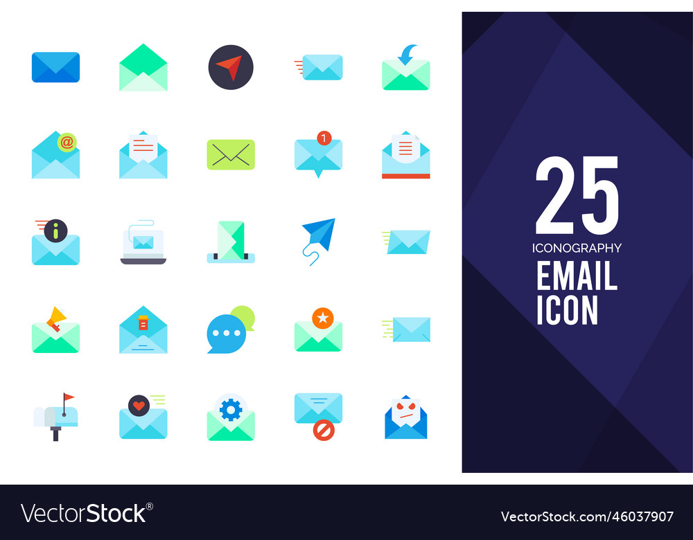 25 Email Flat Icon Pack Royalty Free Vector Image 25 Email Flat Icon Pack Royalty Free Vector Image