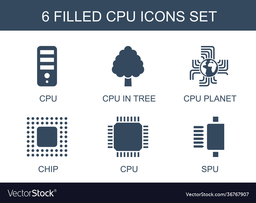 6 cpu icons vector image 6 cpu icons