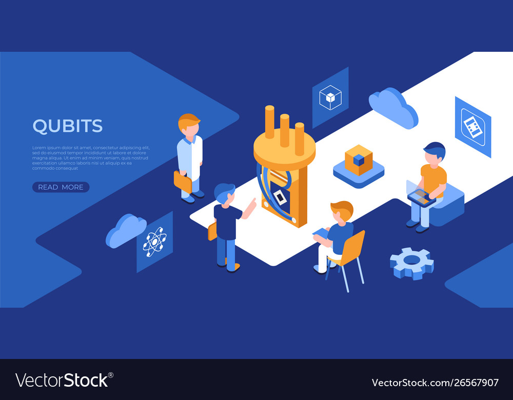 Artificial quantum computing and qubits Vector Image Artificial quantum computing and qubits