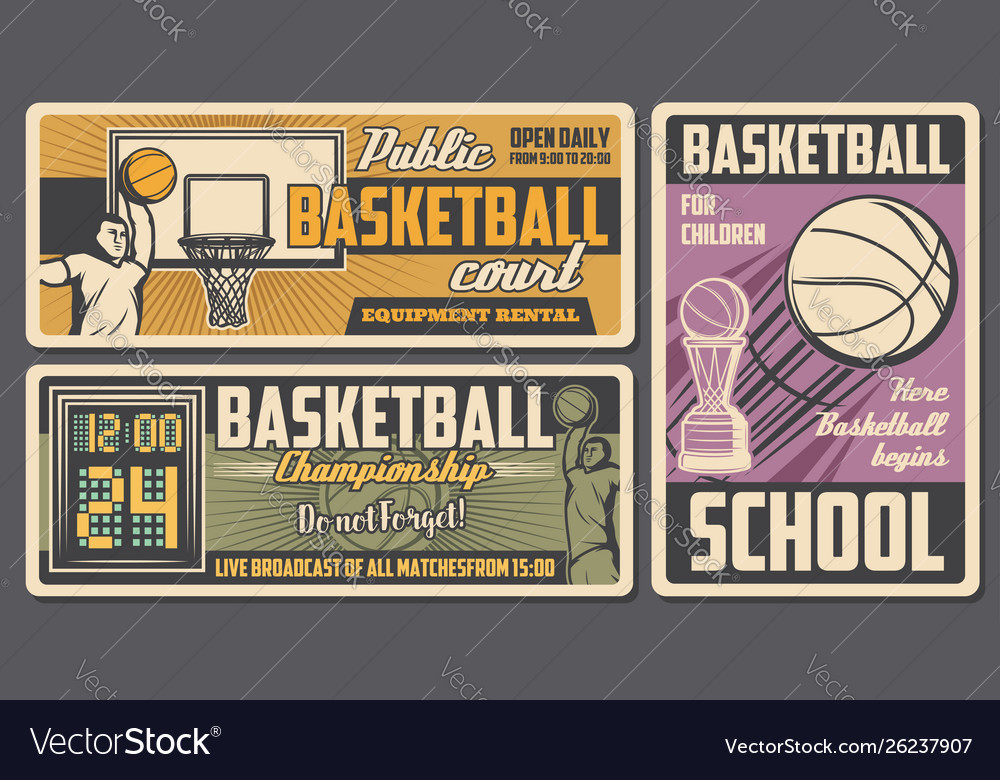Basketball players with ball basket trophy cup vector image Basketball players with ball basket trophy cup