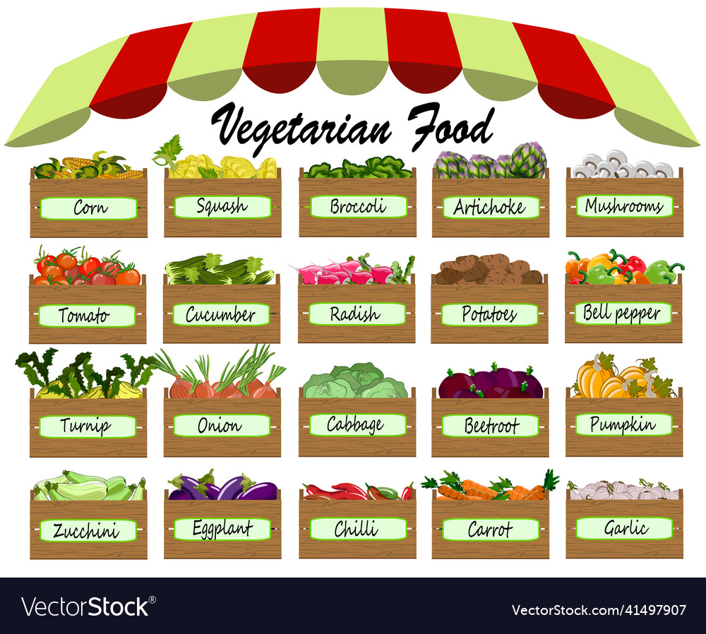 Boxes with vegetables on a transparent background vector image Boxes with vegetables on a transparent background