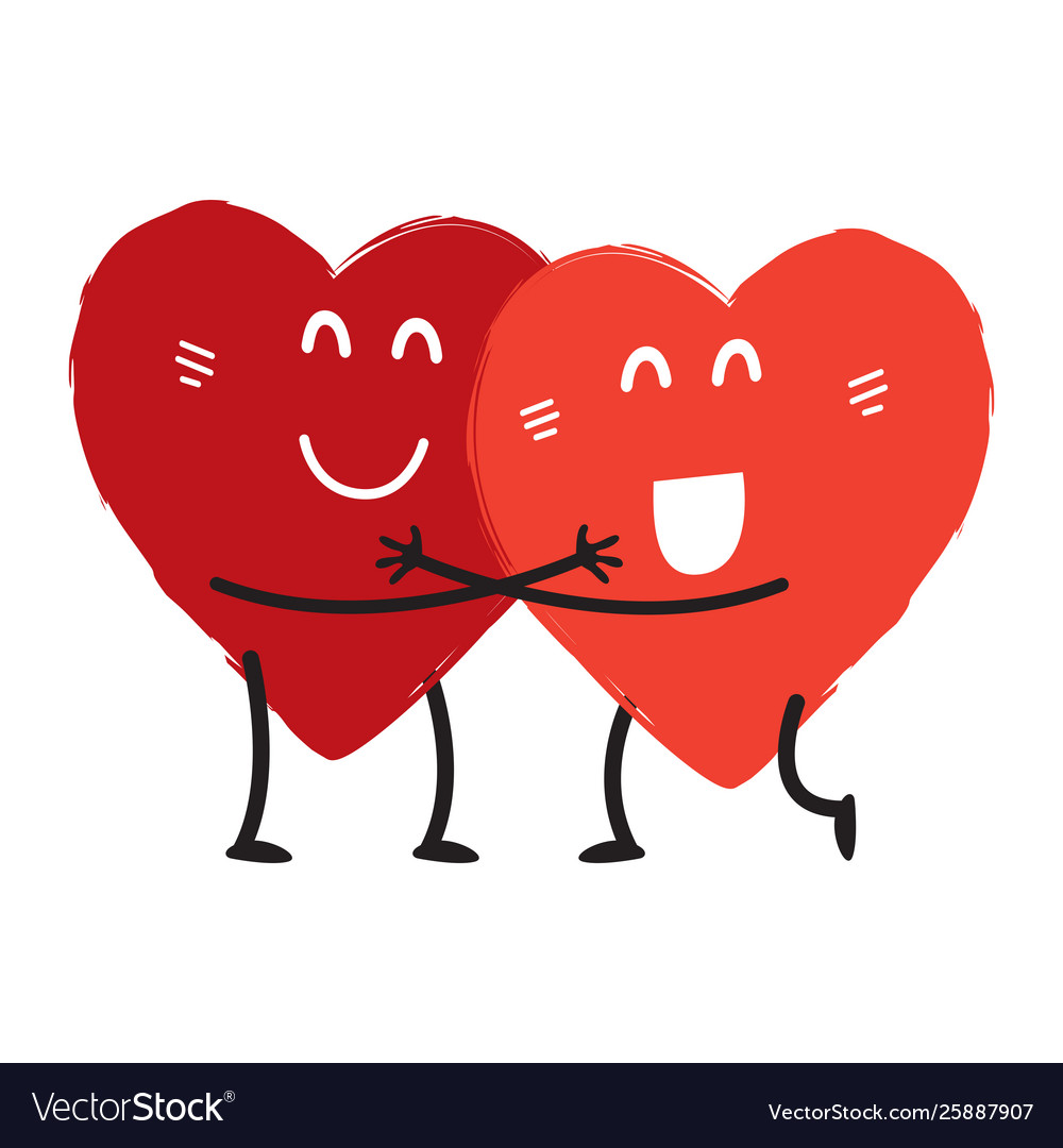 Two happy hearts in love cute couple Royalty Free Vector