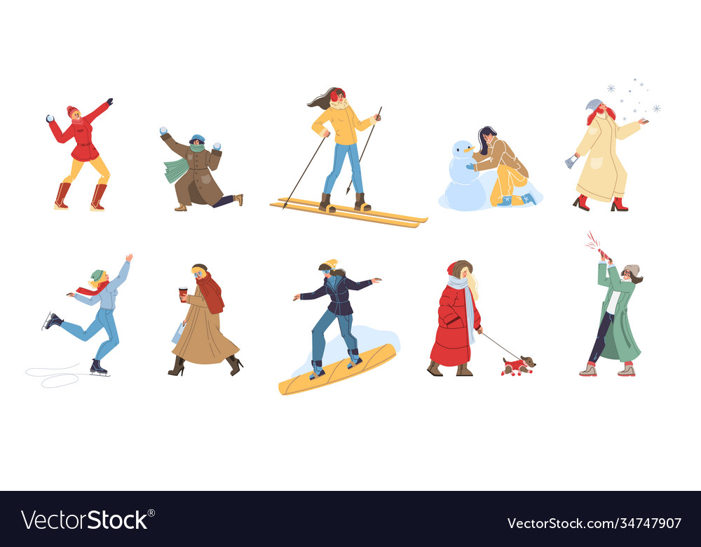 Flat cartoon characters set Royalty Free Vector Image