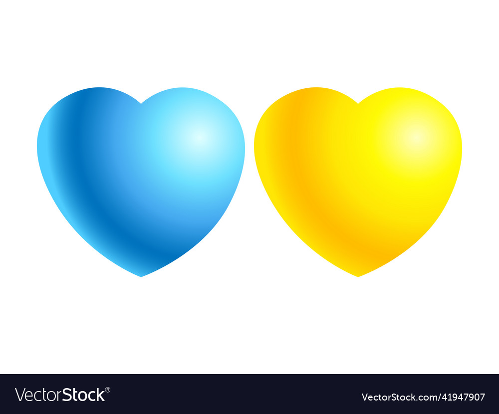 Hearts in ukrainian flag color