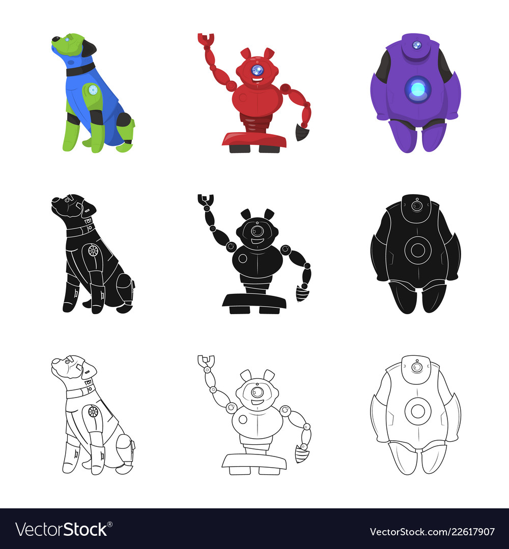 Isolated object of robot and factory logo vector image Isolated object of robot and factory logo