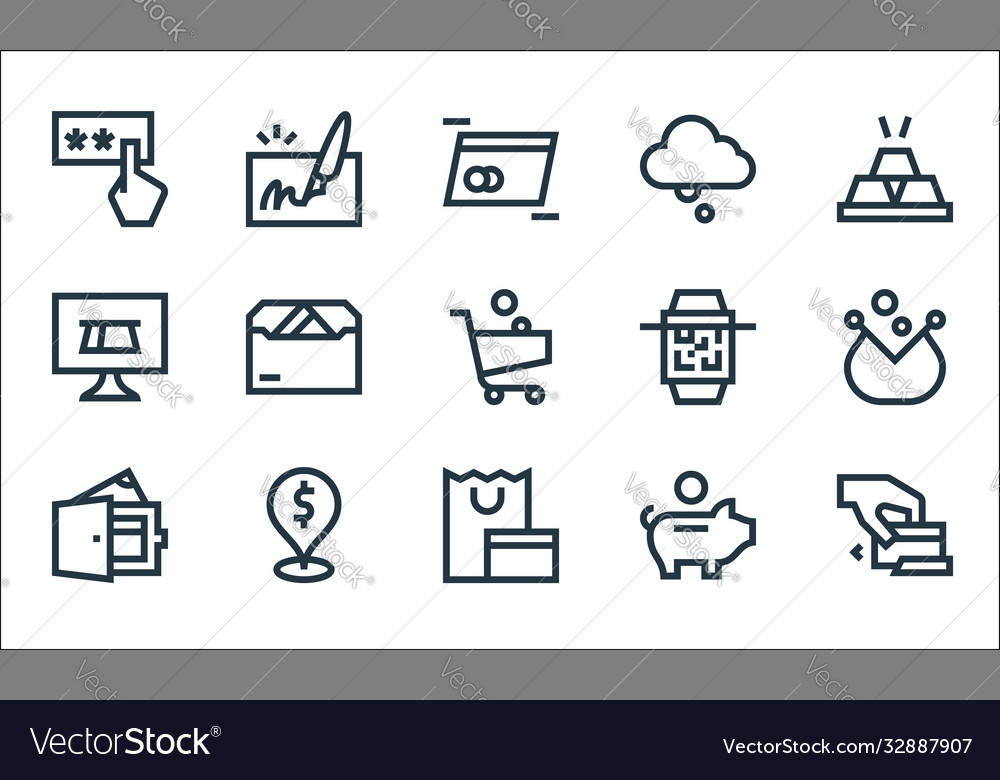 Payment line icons linear set quality vector image Payment line icons linear set quality
