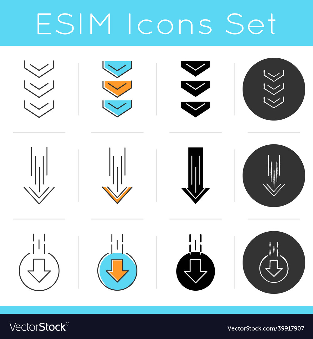 Scrolldown indicators icons set three arrowheads