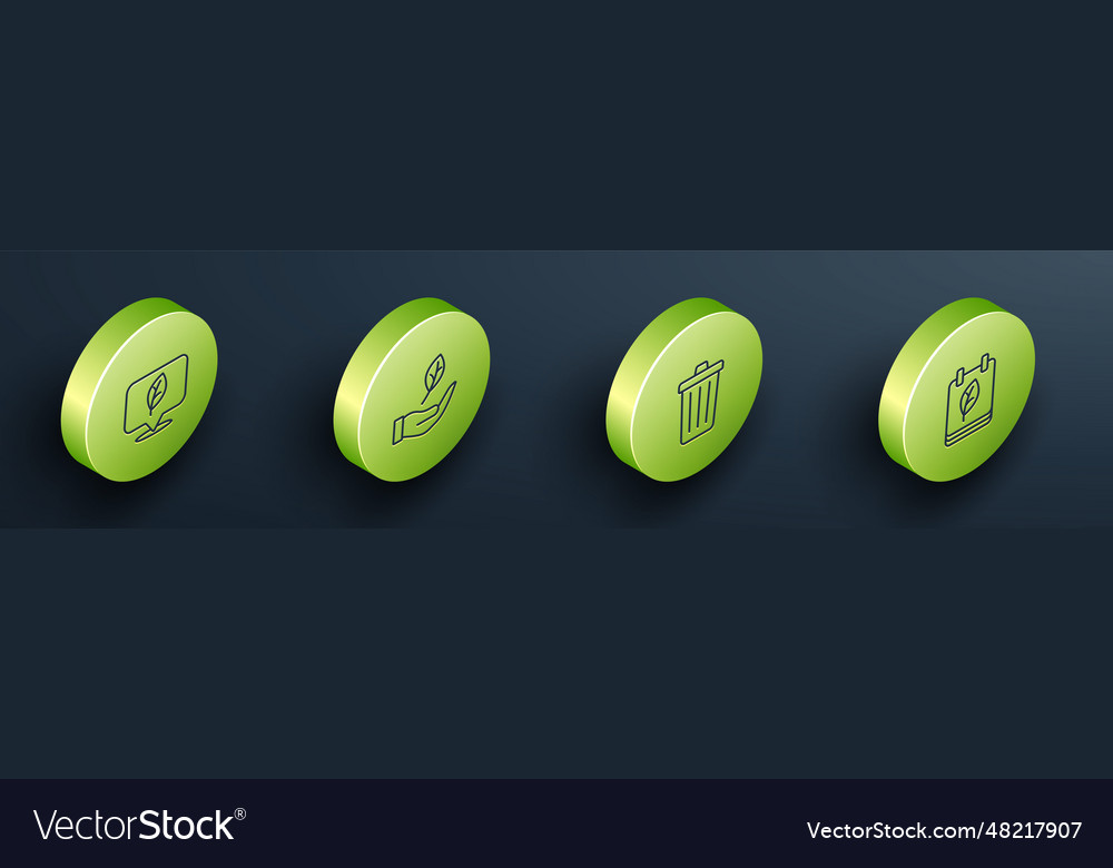 Set isometric line location with leaf vector image Set isometric line location with leaf