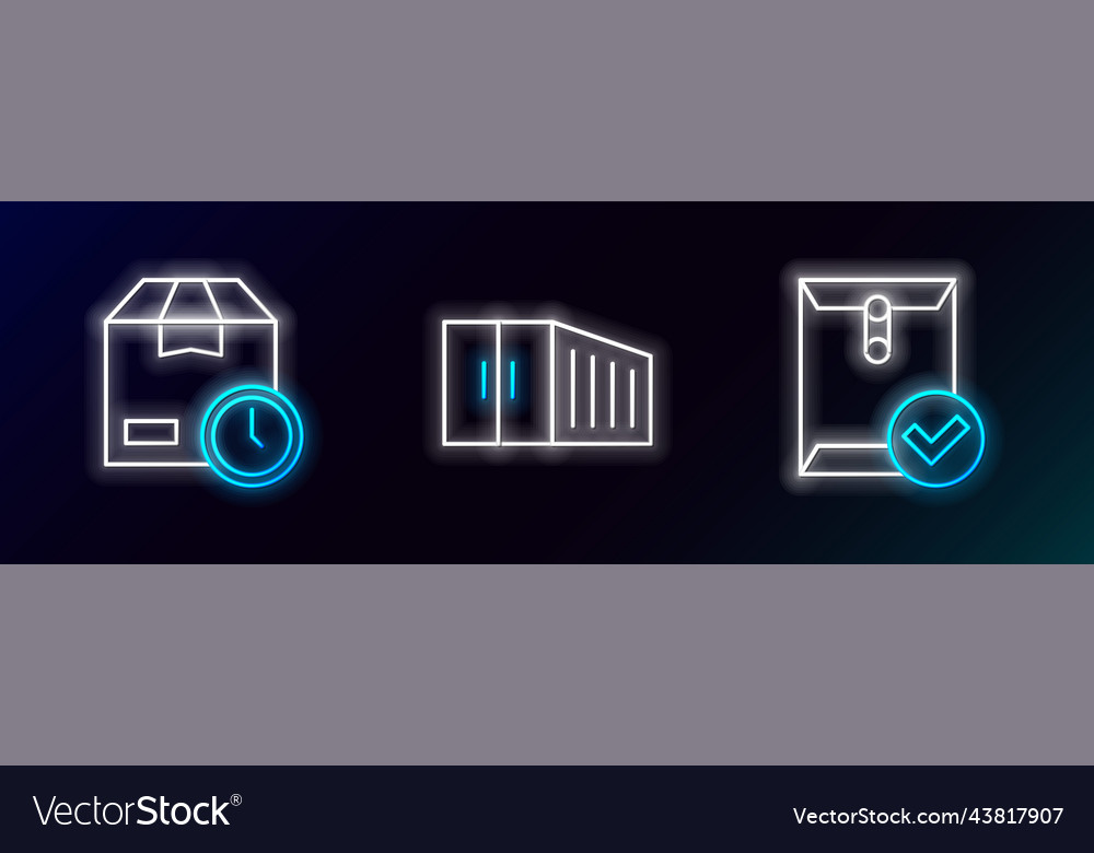 Set line envelope and check mark cardboard box vector image Set line envelope and check mark cardboard box
