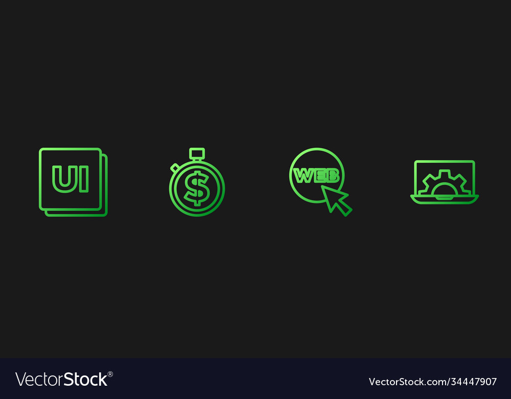 Set line web and graphic design ui or ux time vector image Set line web and graphic design ui or ux time