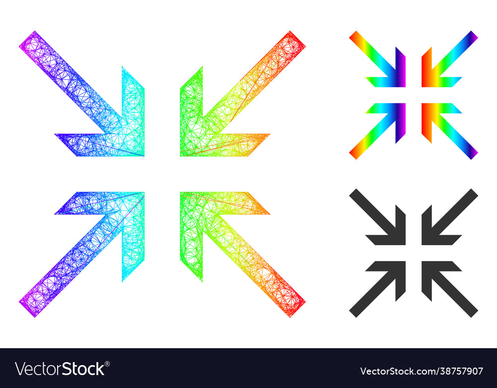 Spectral linear gradient collide arrows icon Vector Image Spectral linear gradient collide arrows icon