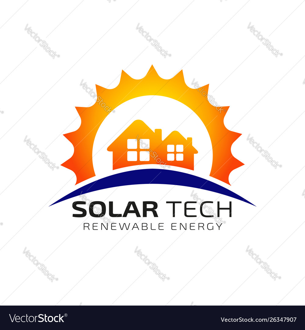 Sun solar energy logo design template tech Vector Image