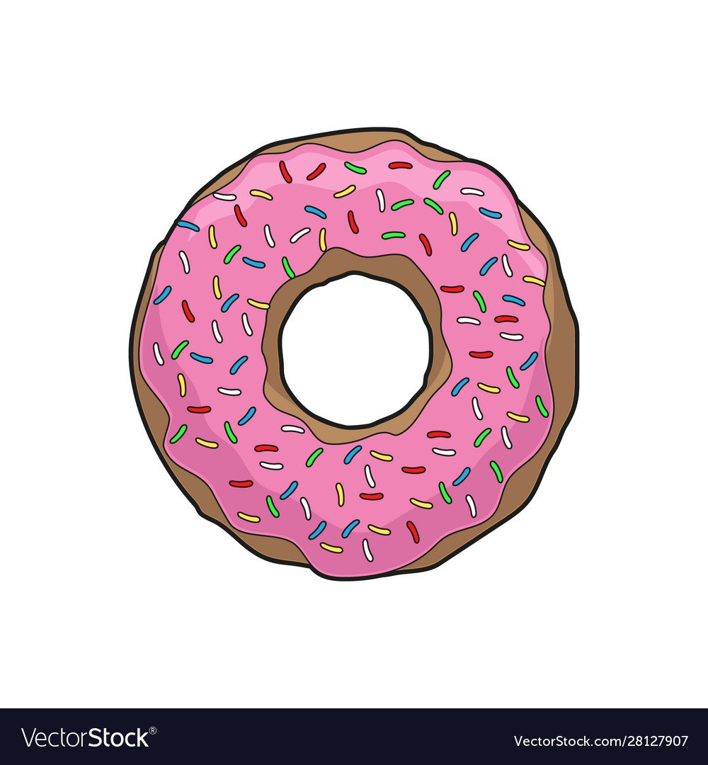 Sweet Pink Donut Isolated On White Background Vector Image