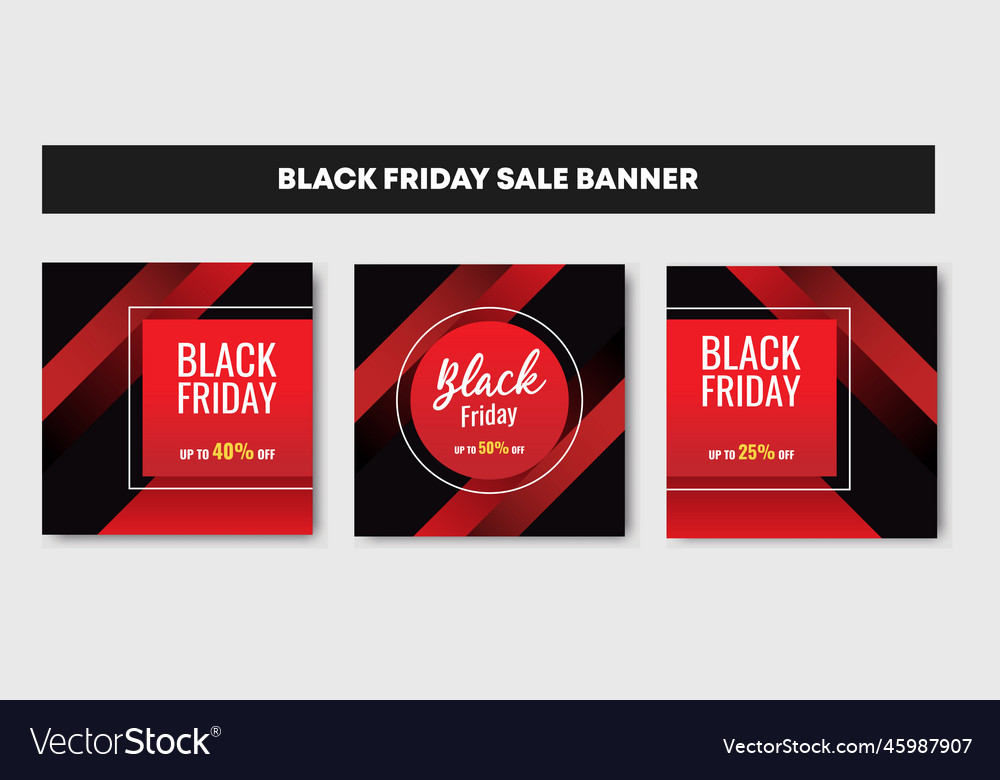 Three set of red black friday sale background