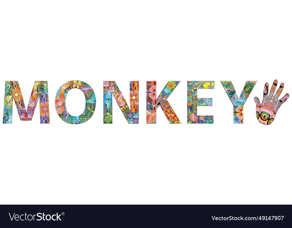 Word monkey entangle object vector image Word monkey entangle object