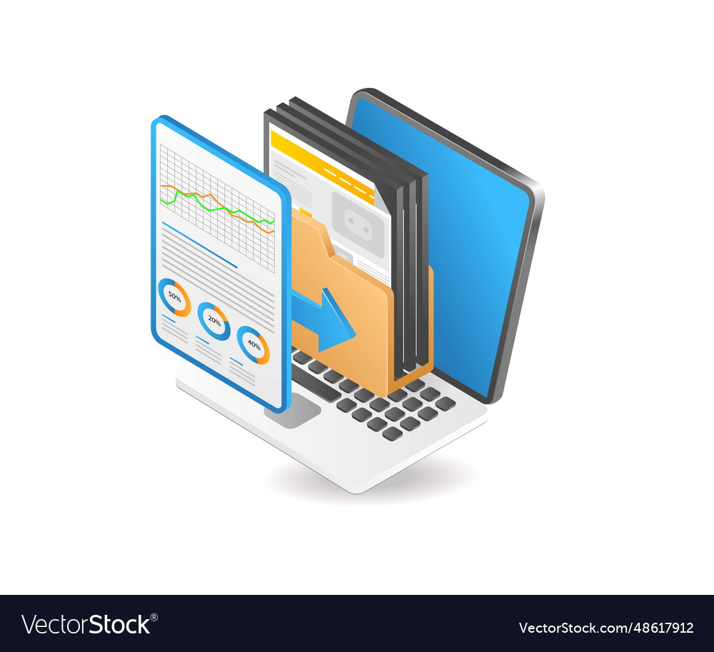 Analysis computer server data performance vector image Analysis computer server data performance