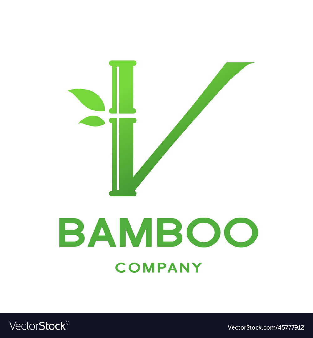 Bamboo v letter or alphabet logo template