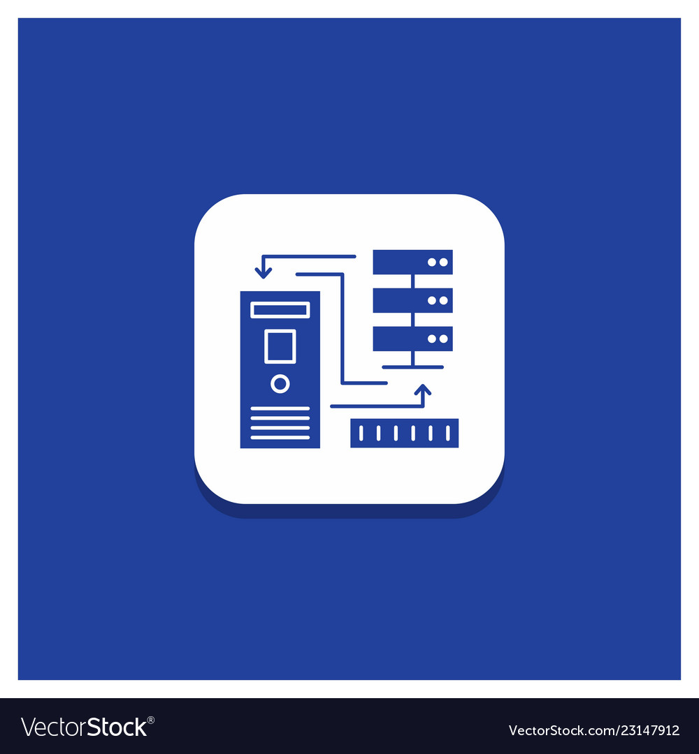 Blue round button for combination data database vector image Blue round button for combination data database