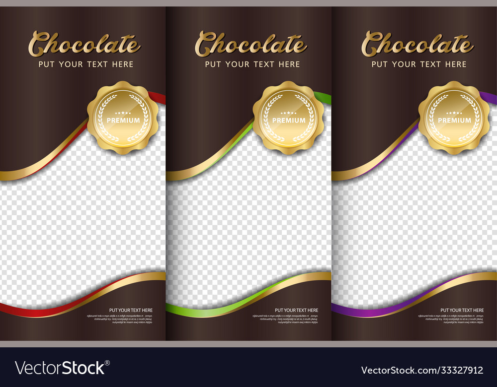 Chocolate bar packaging set trendy luxury product Vector Image Chocolate bar packaging set trendy luxury product