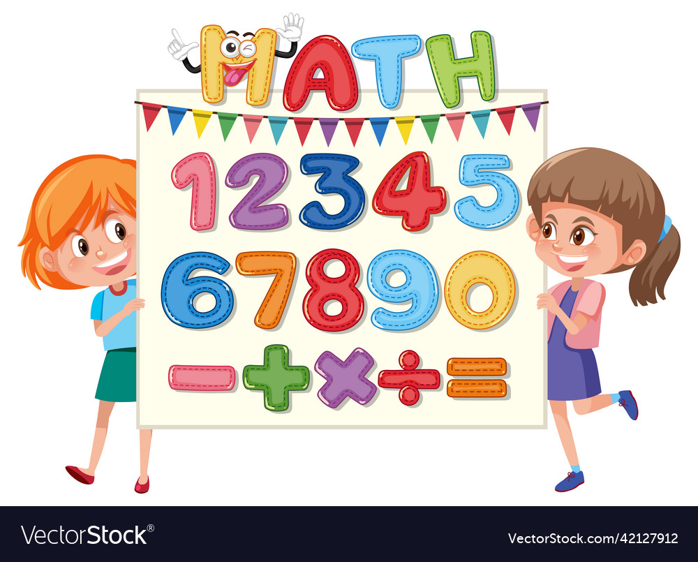 Counting numbers from zero to nine and math vector image Counting numbers from zero to nine and math