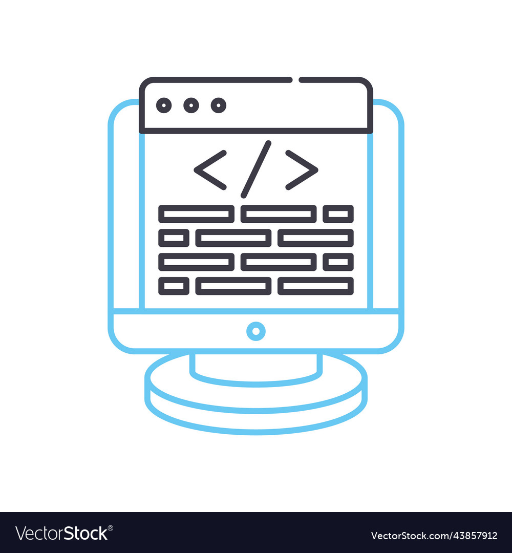 Custom coding line icon outline symbol vector image Custom coding line icon outline symbol