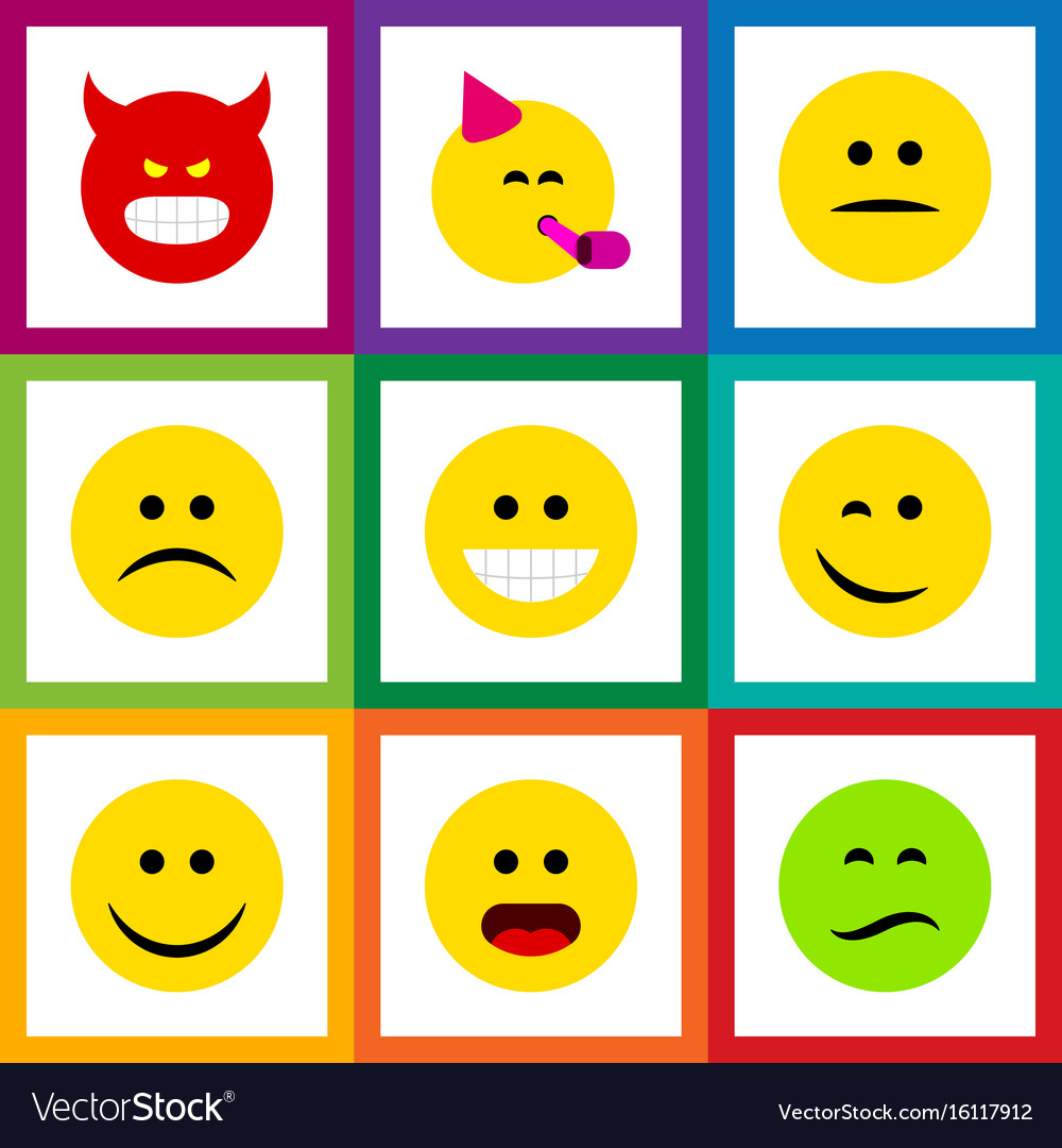 Flat icon gesture set of pouting party time